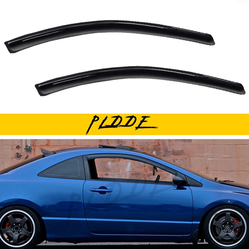 PLDDE 2pcs Window Visors Compatible with 2006-2011 Honda Civic 2-Door Coupe Sun/Rain Guard Wind Side Vent Window Deflector Outside Mount 2007 2008 2009 2010 - Image 1